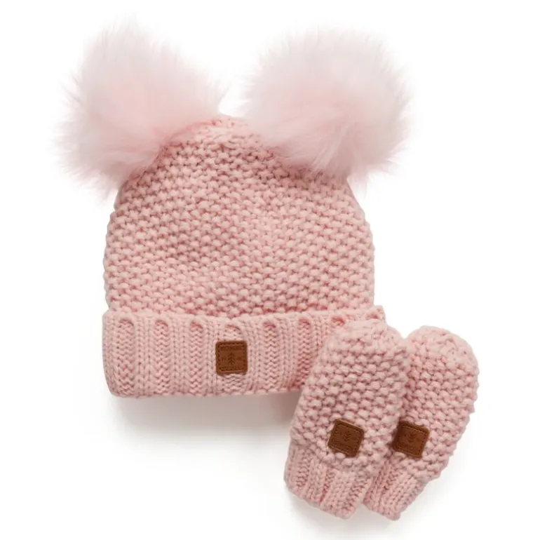 Adorable Knit Toque and Mittens Set - Infants