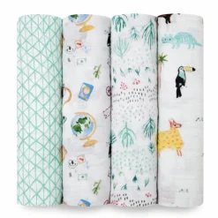 Cotton Muslin Swaddles - 4 Pack