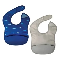 Mess-proof Silicone Pocket Bibs - 2 Pack