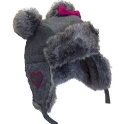 Pom Trapper Hat - Grey