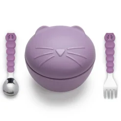 Silicone Animal Bowl with Lid and Utensils