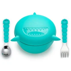 Silicone Animal Bowl with Lid and Utensils